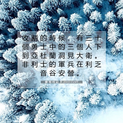 Picture 07 - 撒 母 耳 記 下 23:13 CUVT - 收 割 的 時 候 ， 有 三 十 個 勇 士 - Bible Verse Picture
