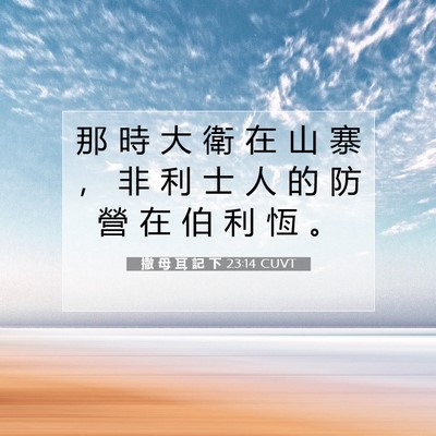 Picture 07 - 撒 母 耳 記 下 23:14 CUVT - 那 時 大 衛 在 山 寨 ， 非 利 士 人 - Bible Verse Picture