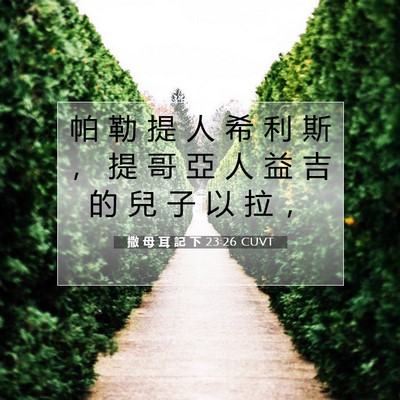 Picture 07 - 撒 母 耳 記 下 23:26 CUVT - 帕 勒 提 人 希 利 斯 ， 提 哥 亞 人 - Bible Verse Picture
