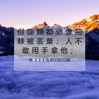 Picture 07 - 撒 母 耳 記 下 23:6 CUVT - 但 匪 類 都 必 像 荊 棘 被 丟 棄 ； - Bible Verse Picture