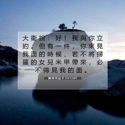 Picture 07 - 撒 母 耳 記 下 3:13 CUVT - 大 衛 說 ： 好 ！ 我 與 你 立 約 。 - Bible Verse Picture
