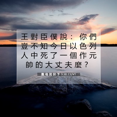 Picture 07 - 撒 母 耳 記 下 3:38 CUVT - 王 對 臣 僕 說 ： 你 們 豈 不 知 今 - Bible Verse Picture