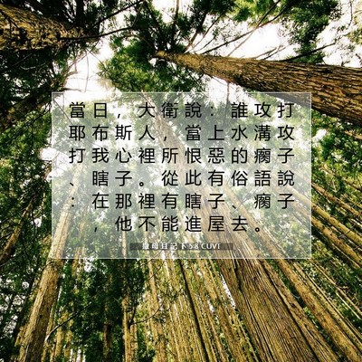 Picture 07 - 撒 母 耳 記 下 5:8 CUVT - 當 日 ， 大 衛 說 ： 誰 攻 打 耶 布 - Bible Verse Picture