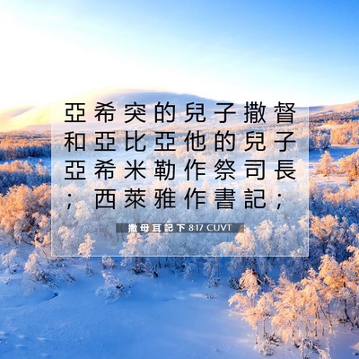Picture 07 - 撒 母 耳 記 下 8:17 CUVT - 亞 希 突 的 兒 子 撒 督 和 亞 比 亞 - Bible Verse Picture