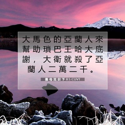 Picture 07 - 撒 母 耳 記 下 8:5 CUVT - 大 馬 色 的 亞 蘭 人 來 幫 助 瑣 巴 - Bible Verse Picture