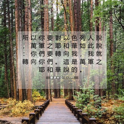 Picture 07 - 撒 迦 利 亞 1:3 CUVT - 所 以 你 要 對 以 色 列 人 說 ， 萬 - Bible Verse Picture