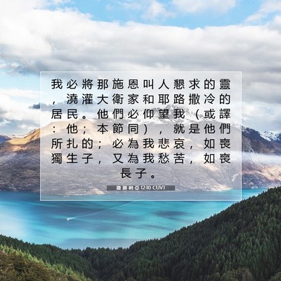 Picture 07 - 撒 迦 利 亞 12:10 CUVT - 我 必 將 那 施 恩 叫 人 懇 求 的 靈 - Bible Verse Picture