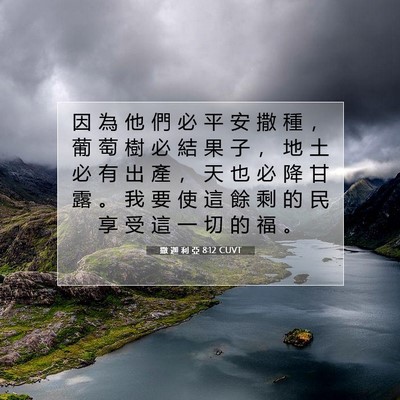 Picture 07 - 撒 迦 利 亞 8:12 CUVT - 因 為 他 們 必 平 安 撒 種 ， 葡 萄 - Bible Verse Picture