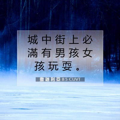 Picture 07 - 撒 迦 利 亞 8:5 CUVT - 城 中 街 上 必 滿 有 男 孩 女 孩 玩 - Bible Verse Picture