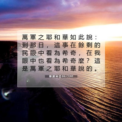 Picture 07 - 撒 迦 利 亞 8:6 CUVT - 萬 軍 之 耶 和 華 如 此 說 ： 到 那 - Bible Verse Picture