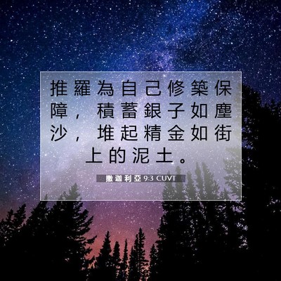 Picture 07 - 撒 迦 利 亞 9:3 CUVT - 推 羅 為 自 己 修 築 保 障 ， 積 蓄 - Bible Verse Picture