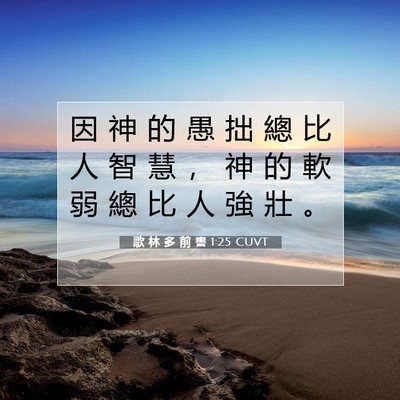 Picture 07 - 歌 林 多 前 書 1:25 CUVT - 因 神 的 愚 拙 總 比 人 智 慧 ， 神 - Bible Verse Picture