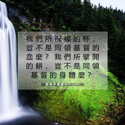 Picture 07 - 歌 林 多 前 書 10:16 CUVT - 我 們 所 祝 福 的 杯 ， 豈 不 是 同 - Bible Verse Picture