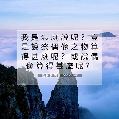 Picture 07 - 歌 林 多 前 書 10:19 CUVT - 我 是 怎 麼 說 呢 ？ 豈 是 說 祭 偶 - Bible Verse Picture