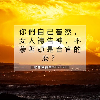 Picture 07 - 歌 林 多 前 書 11:13 CUVT - 你 們 自 己 審 察 ， 女 人 禱 告 神 - Bible Verse Picture