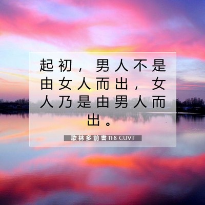 Picture 07 - 歌 林 多 前 書 11:8 CUVT - 起 初 ， 男 人 不 是 由 女 人 而 出 - Bible Verse Picture
