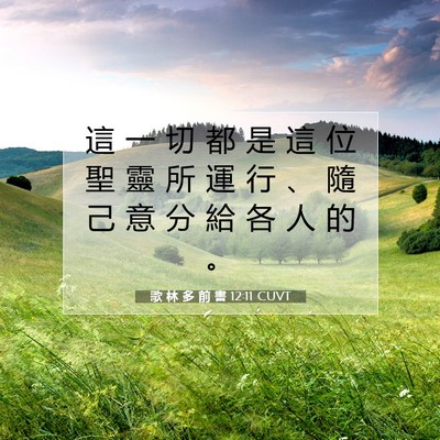 Picture 07 - 歌 林 多 前 書 12:11 CUVT - 這 一 切 都 是 這 位 聖 靈 所 運 行 - Bible Verse Picture