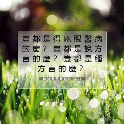Picture 07 - 歌 林 多 前 書 12:30 CUVT - 豈 都 是 得 恩 賜 醫 病 的 麼 ？ 豈 - Bible Verse Picture