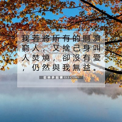 Picture 07 - 歌 林 多 前 書 13:3 CUVT - 我 若 將 所 有 的 賙 濟 窮 人 ， 又 - Bible Verse Picture