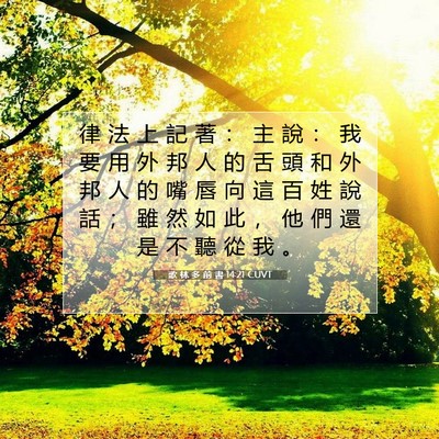 Picture 07 - 歌 林 多 前 書 14:21 CUVT - 律 法 上 記 著 ： 主 說 ： 我 要 用 - Bible Verse Picture