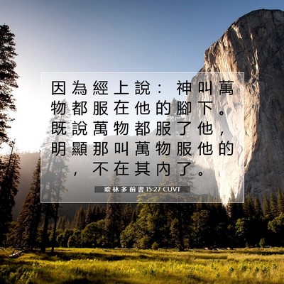 Picture 07 - 歌 林 多 前 書 15:27 CUVT - 因 為 經 上 說 ： 神 叫 萬 物 都 服 - Bible Verse Picture