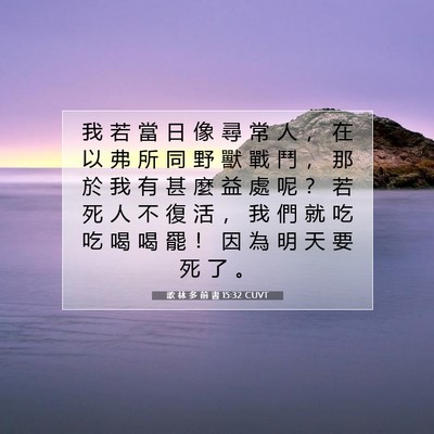 Picture 07 - 歌 林 多 前 書 15:32 CUVT - 我 若 當 日 像 尋 常 人 ， 在 以 弗 - Bible Verse Picture