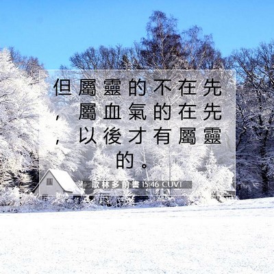 Picture 07 - 歌 林 多 前 書 15:46 CUVT - 但 屬 靈 的 不 在 先 ， 屬 血 氣 的 - Bible Verse Picture