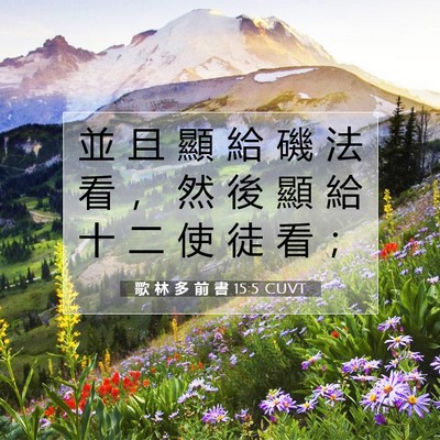 Picture 07 - 歌 林 多 前 書 15:5 CUVT - 並 且 顯 給 磯 法 看 ， 然 後 顯 給 - Bible Verse Picture