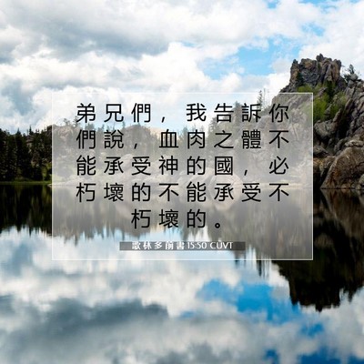 Picture 07 - 歌 林 多 前 書 15:50 CUVT - 弟 兄 們 ， 我 告 訴 你 們 說 ， 血 - Bible Verse Picture