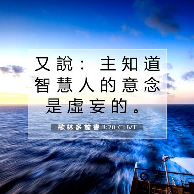 Picture 07 - 歌 林 多 前 書 3:20 CUVT - 又 說 ： 主 知 道 智 慧 人 的 意 念 - Bible Verse Picture