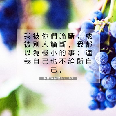 Picture 07 - 歌 林 多 前 書 4:3 CUVT - 我 被 你 們 論 斷 ， 或 被 別 人 論 - Bible Verse Picture