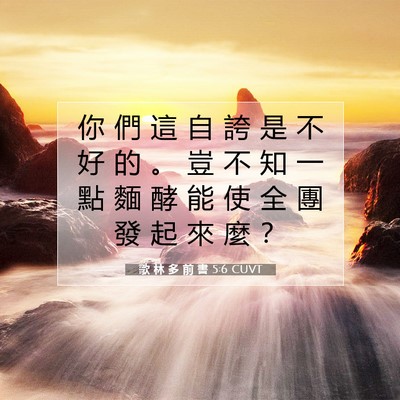 Picture 07 - 歌 林 多 前 書 5:6 CUVT - 你 們 這 自 誇 是 不 好 的 。 豈 不 - Bible Verse Picture