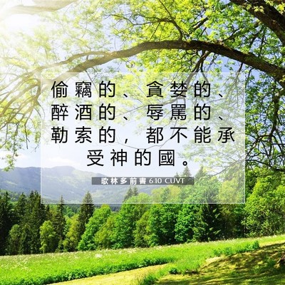 Picture 07 - 歌 林 多 前 書 6:10 CUVT - 偷 竊 的 、 貪 婪 的 、 醉 酒 的 、 - Bible Verse Picture