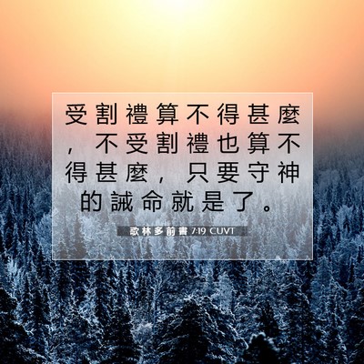 Picture 07 - 歌 林 多 前 書 7:19 CUVT - 受 割 禮 算 不 得 甚 麼 ， 不 受 割 - Bible Verse Picture