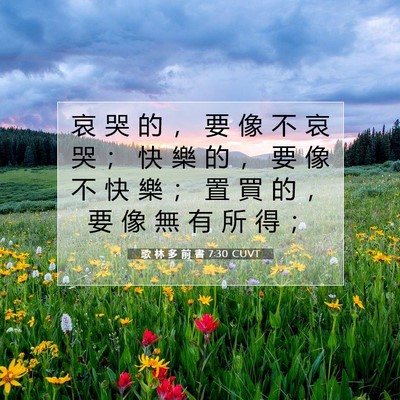 Picture 07 - 歌 林 多 前 書 7:30 CUVT - 哀 哭 的 ， 要 像 不 哀 哭 ； 快 樂 - Bible Verse Picture