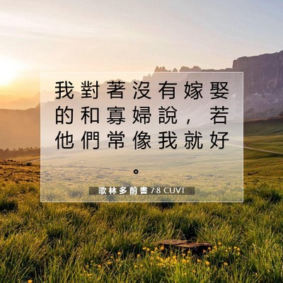 Picture 07 - 歌 林 多 前 書 7:8 CUVT - 我 對 著 沒 有 嫁 娶 的 和 寡 婦 說 - Bible Verse Picture