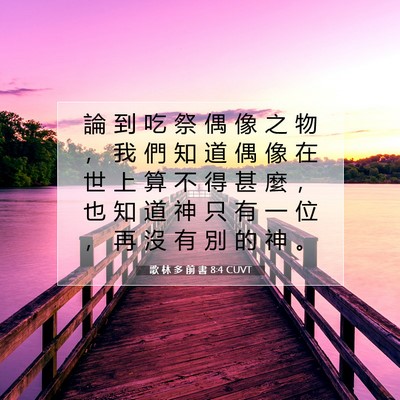 Picture 07 - 歌 林 多 前 書 8:4 CUVT - 論 到 吃 祭 偶 像 之 物 ， 我 們 知 - Bible Verse Picture