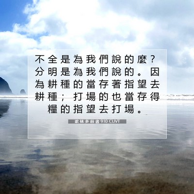 Picture 07 - 歌 林 多 前 書 9:10 CUVT - 不 全 是 為 我 們 說 的 麼 ？ 分 明 - Bible Verse Picture