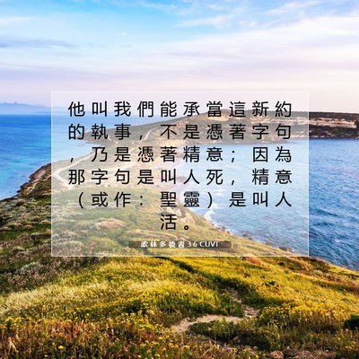 Picture 07 - 歌 林 多 後 書 3:6 CUVT - 他 叫 我 們 能 承 當 這 新 約 的 執 - Bible Verse Picture