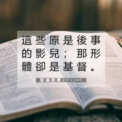 Picture 07 - 歌 羅 西 書 2:17 CUVT - 這 些 原 是 後 事 的 影 兒 ； 那 形 - Bible Verse Picture