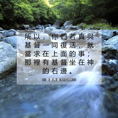 Picture 07 - 歌 羅 西 書 3:1 CUVT - 所 以 ， 你 們 若 真 與 基 督 一 同 - Bible Verse Picture