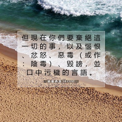 Picture 07 - 歌 羅 西 書 3:8 CUVT - 但 現 在 你 們 要 棄 絕 這 一 切 的 - Bible Verse Picture