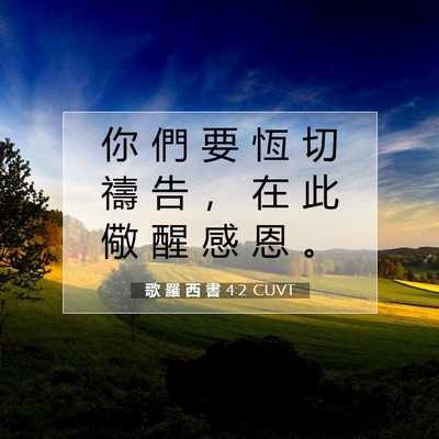 Picture 07 - 歌 羅 西 書 4:2 CUVT - 你 們 要 恆 切 禱 告 ， 在 此 儆 醒 - Bible Verse Picture