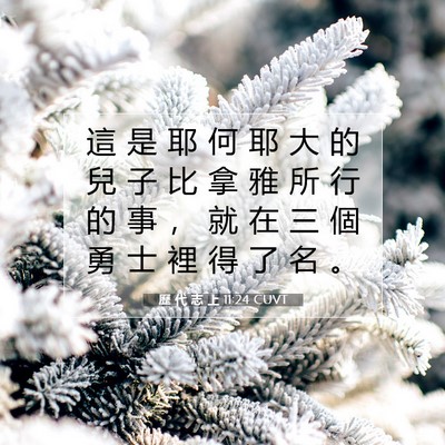 Picture 07 - 歷 代 志 上 11:24 CUVT - 這 是 耶 何 耶 大 的 兒 子 比 拿 雅 - Bible Verse Picture