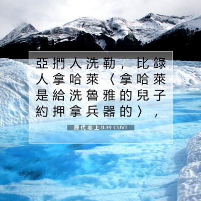 Picture 07 - 歷 代 志 上 11:39 CUVT - 亞 捫 人 洗 勒 ， 比 錄 人 拿 哈 萊 - Bible Verse Picture
