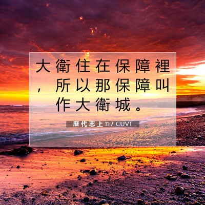 Picture 07 - 歷 代 志 上 11:7 CUVT - 大 衛 住 在 保 障 裡 ， 所 以 那 保 - Bible Verse Picture