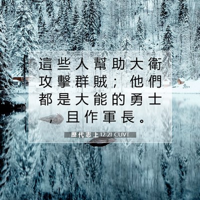 Picture 07 - 歷 代 志 上 12:21 CUVT - 這 些 人 幫 助 大 衛 攻 擊 群 賊 ； - Bible Verse Picture