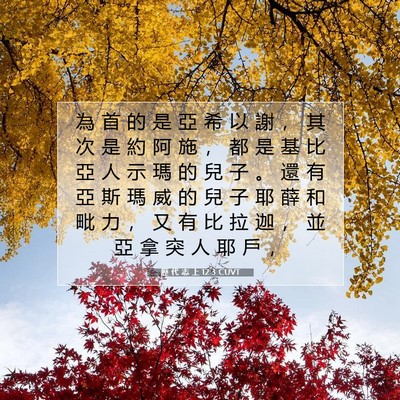 Picture 07 - 歷 代 志 上 12:3 CUVT - 為 首 的 是 亞 希 以 謝 ， 其 次 是 - Bible Verse Picture