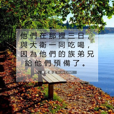 Picture 07 - 歷 代 志 上 12:39 CUVT - 他 們 在 那 裡 三 日 ， 與 大 衛 一 - Bible Verse Picture