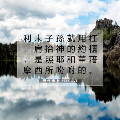 Picture 07 - 歷 代 志 上 15:15 CUVT - 利 未 子 孫 就 用 杠 ， 肩 抬 神 的 - Bible Verse Picture